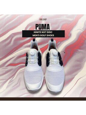 Puma Ignite NXT Disc Men's Golf Shoes Size 7.5 White/Navy Lightweight Breathable